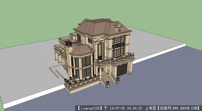 法式别墅精细建筑模型