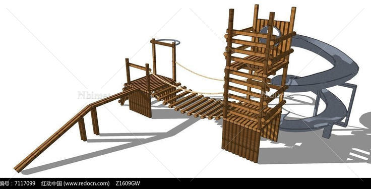 木质高层滑滑梯模型