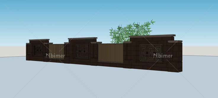 围墙护栏(74012)su模型下载