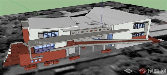 多层办公楼建筑设计SU模型