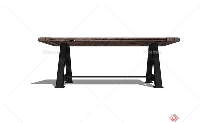 现代防腐木桌子设计SU模型[原创]