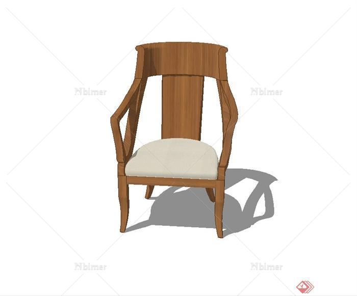 某室内现代木质靠椅设计su模型