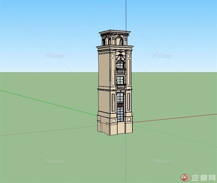 法式风格塔楼设计su模型[原创]