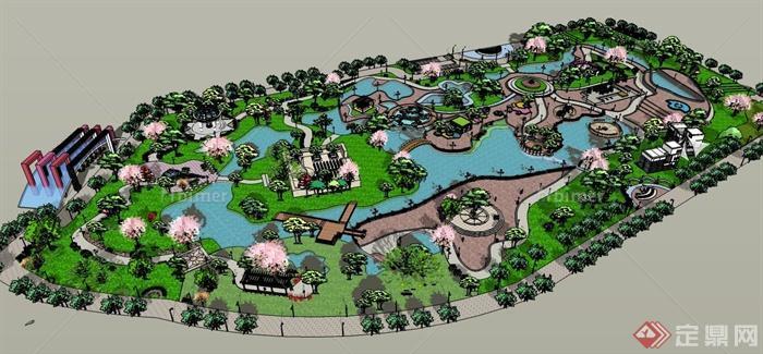 现代某公园景观规划设计JPG图+CAD图+SU模型