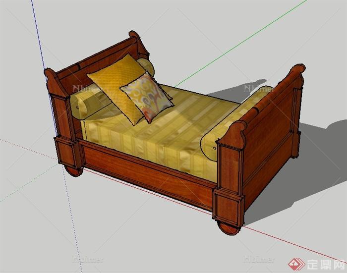 现代中式木质躺沙发设计su模型[原创]