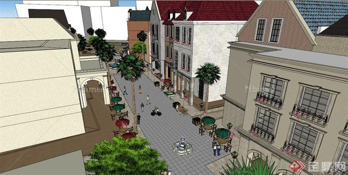 某城市欧式风格商业街景观设计SU模型