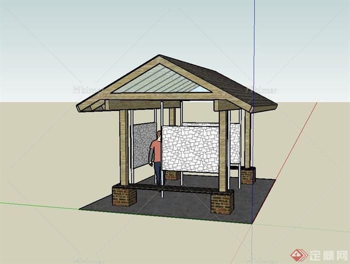 某庭院东南亚风格亭子设计su模型