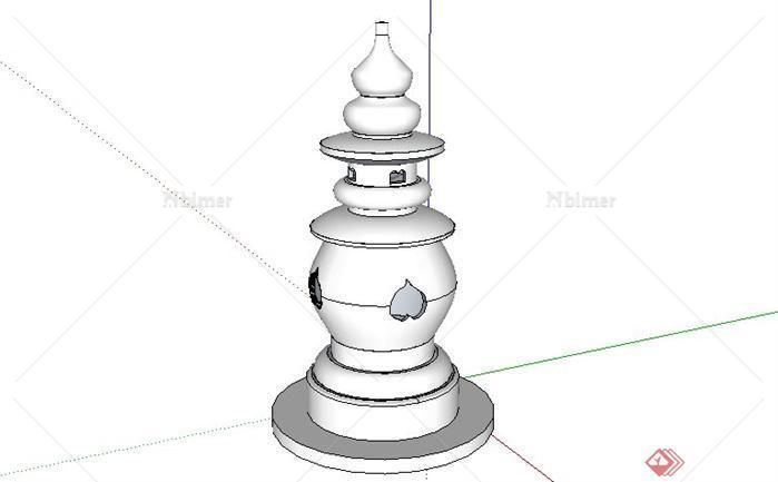 三潭石塔景观设计SketchUp(SU)3D模型