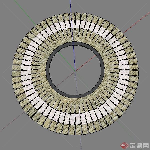 一个圆形树坑盖板设计的SU模型