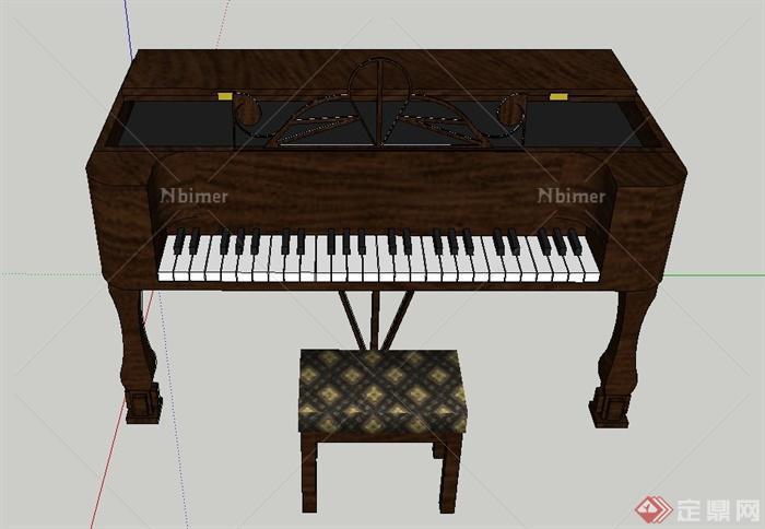 室内木质钢琴设计SU模型