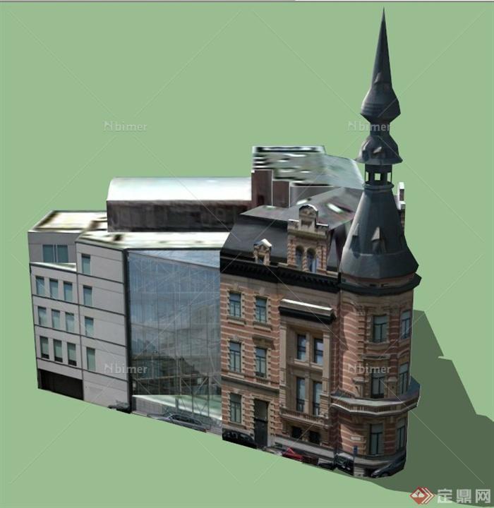 古典欧式酒店建筑设计SU模型