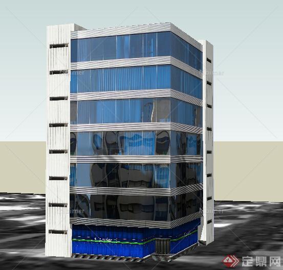 现代风格七层办公楼建筑设计su模型
