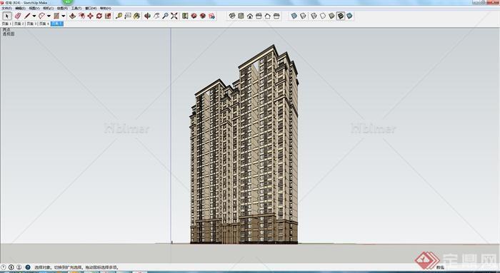 南方某市一高层住宅建筑设计SU模型参考