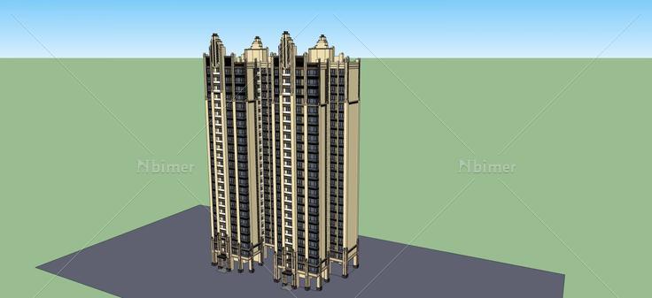 ART-DECO风格高层住宅(64509)su模型下载