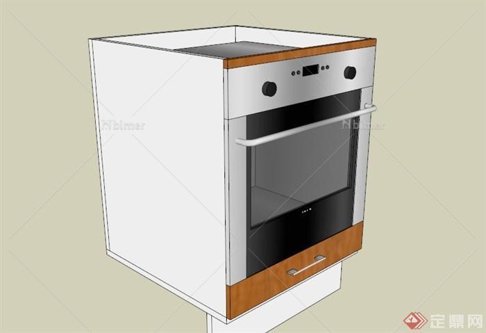 现代厨房电器烤箱设计SU模型素材[原创]