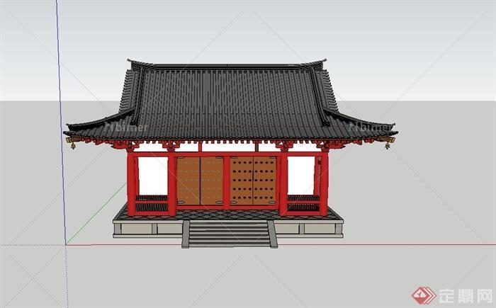 古典中式入口门廊设计su模型