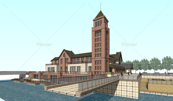 英式娱乐会所建筑与景观方案sketchup模型