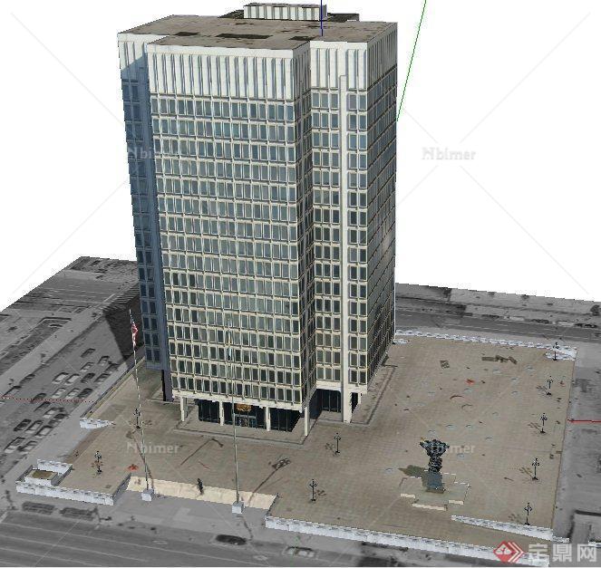 某现代市政服务大楼建筑设计SU模型