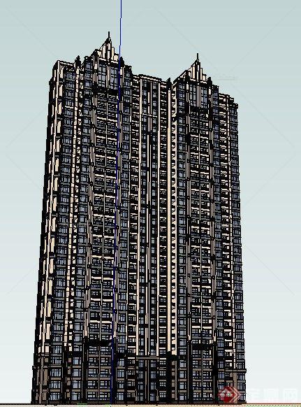新古典风格高层居住楼建筑设计su模型