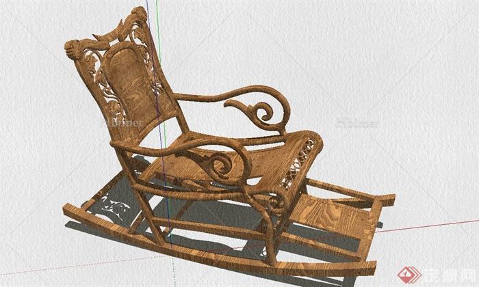 古典中式风格摇椅设计SU模型[原创]