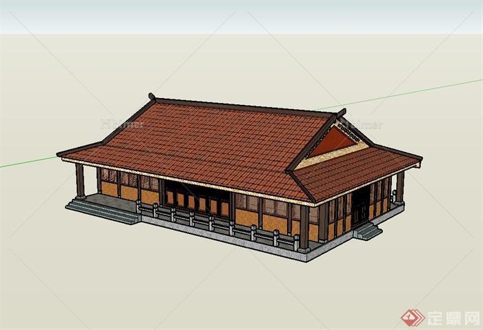 某古典中式风格详细旅游区建筑楼设计su模型[原创