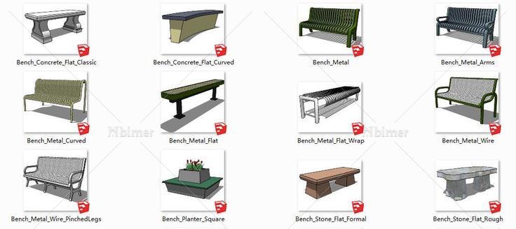 城市家具 室外凳子1(200814)su模型下载