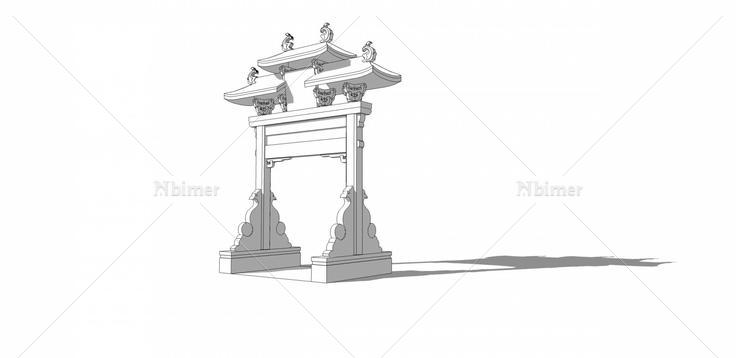 中式--牌坊(32663)su模型下载