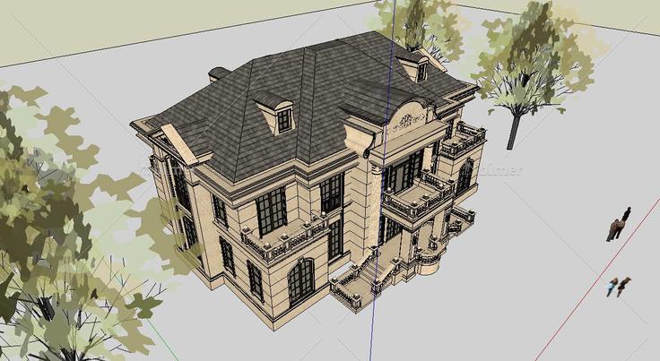 001法式别墅模型(141055)su模型下载