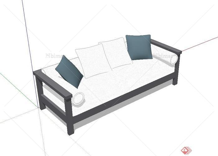 现代风格室内长形沙发设计su模型[原创]