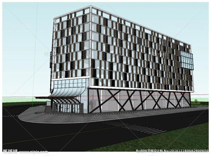 办公楼建筑设计方案SU模型图片