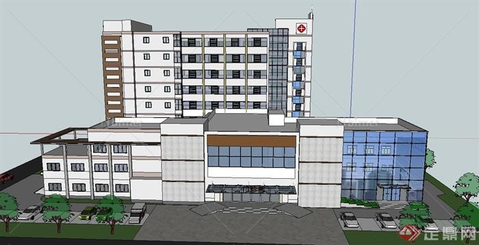 某地人民医院建筑设计SU模型、CAD图、方案