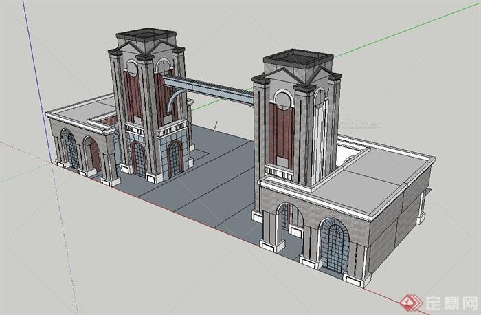 简欧风格出入门廊设计SU模型[原创]