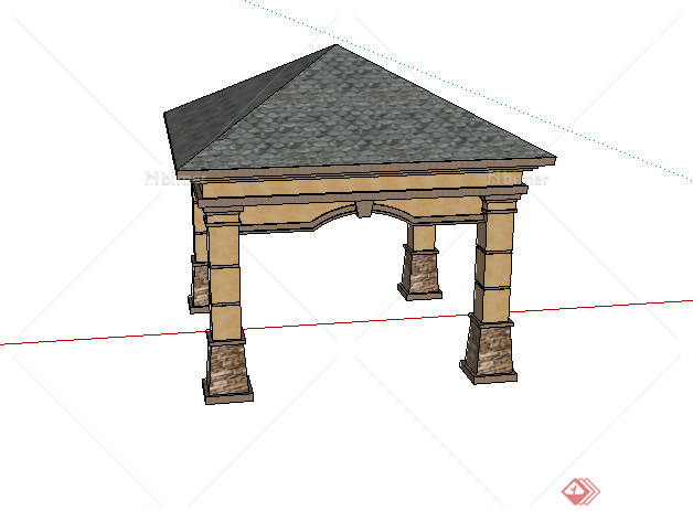 某欧式四角亭设计SU模型素材5