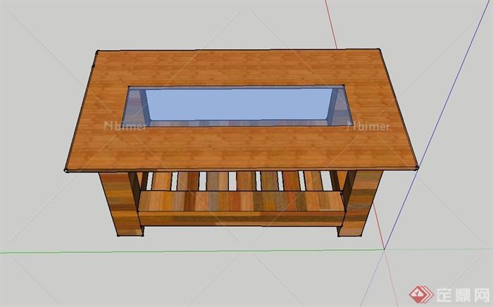 现代风格玻璃咖啡桌SU模型[原创]
