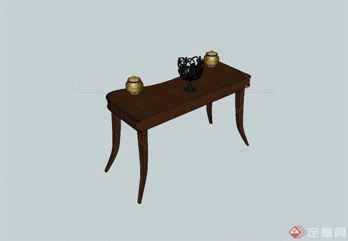 美式木桌子设计su模型