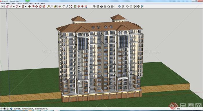 某欧式住宅楼建筑设计SU模型3