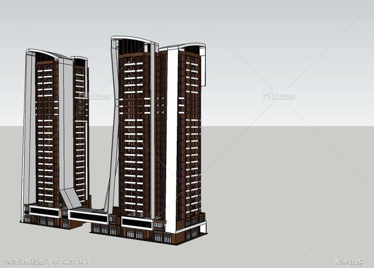 商住楼概念设计高层住宅 su模型 3d