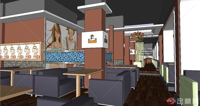 现代风格咖啡店室内设计su模型