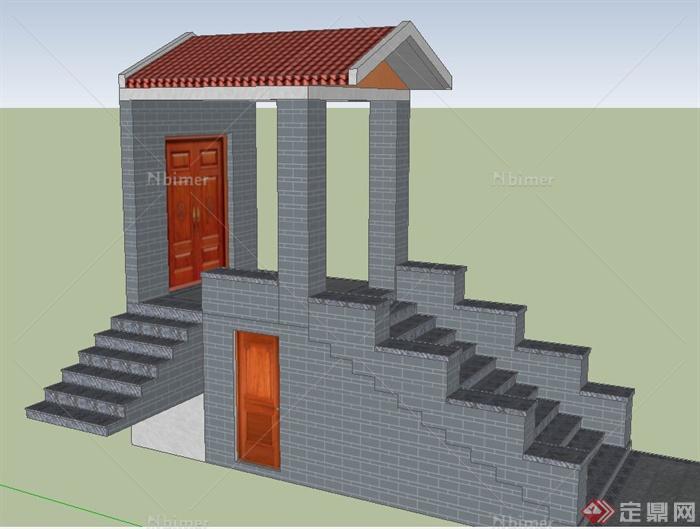 建筑节点入口门设计SU模型