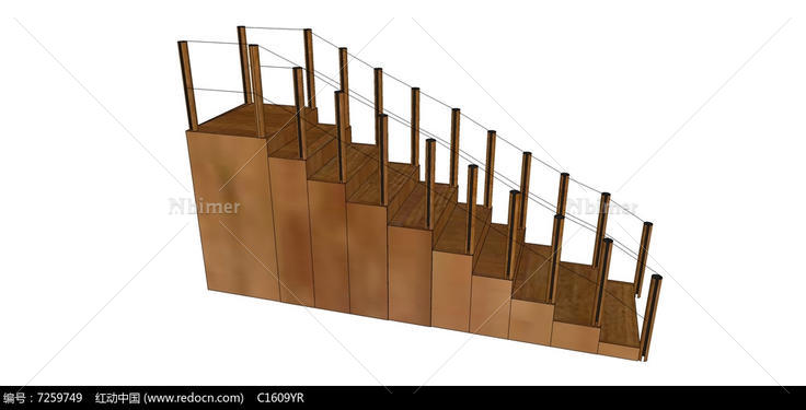 实木楼梯su模型