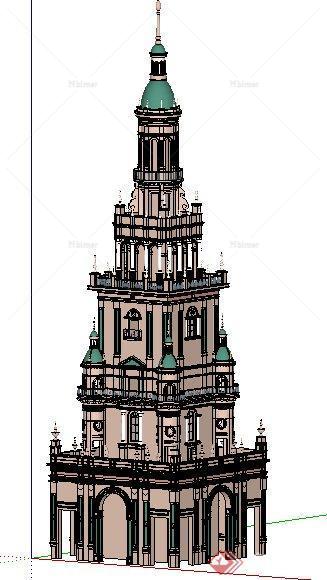 欧式风格景观塔楼su模型