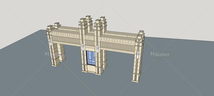 新古典风格小区大门(74586)su模型下载