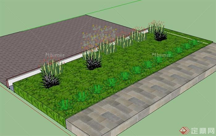 某一庭院种植池景观设计SU模型