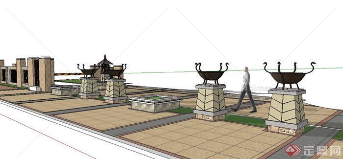 某园林景观小场景设计方案 (1)SketchUp(SU)3D模