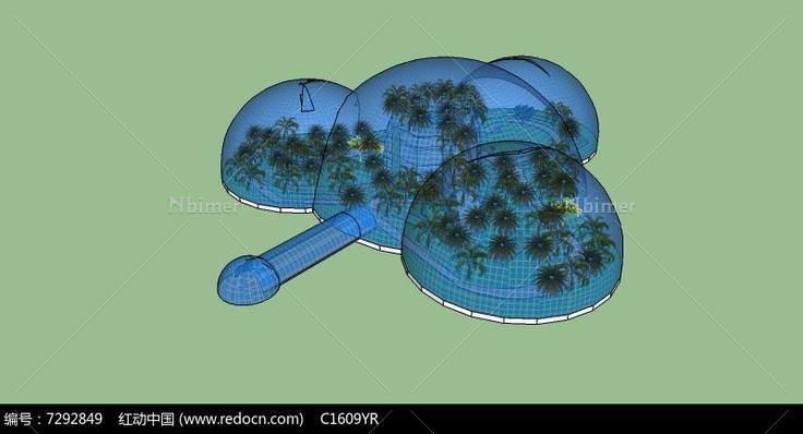 热带植物温室大棚SU模型