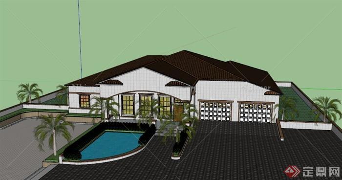 某东南亚私家别墅建筑设计SU模型