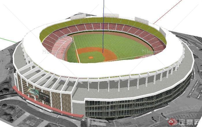 现代棒球体育场建筑设计SU模型