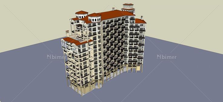 西班牙高层住宅(51356)su模型下载