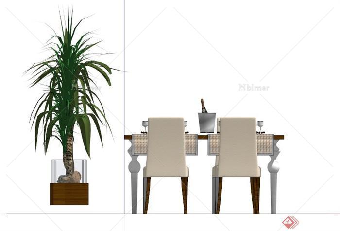 欧式餐桌组合家具设计SU模型[原创]