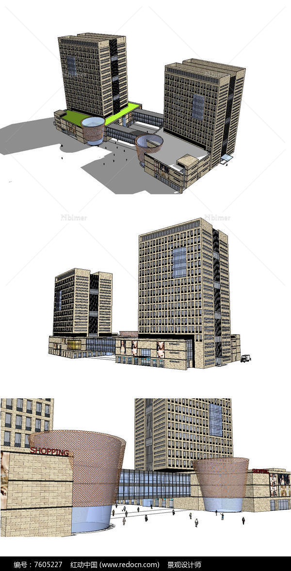 1661上海松江办公楼建筑草图大师SU模型